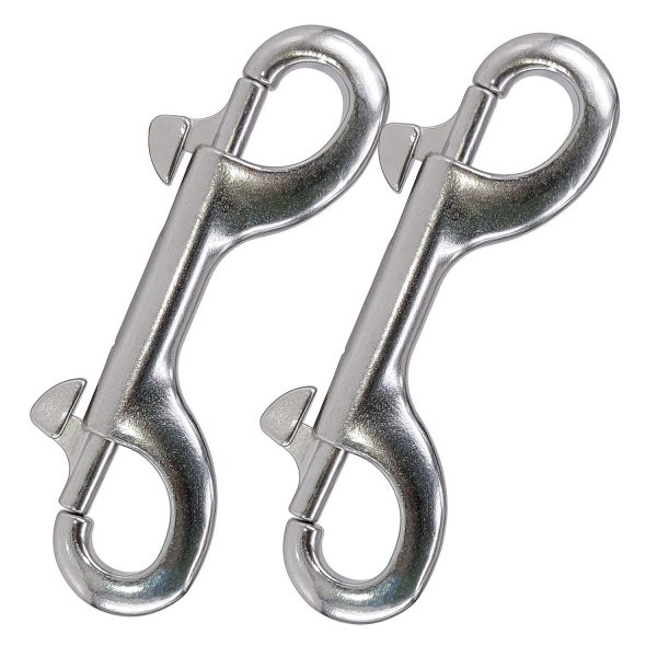 Double Ended Bolt Snap Hook 2-Pack Stainless Steel Marine Grade Double End Trigger Snaps Metal Clips for Diving