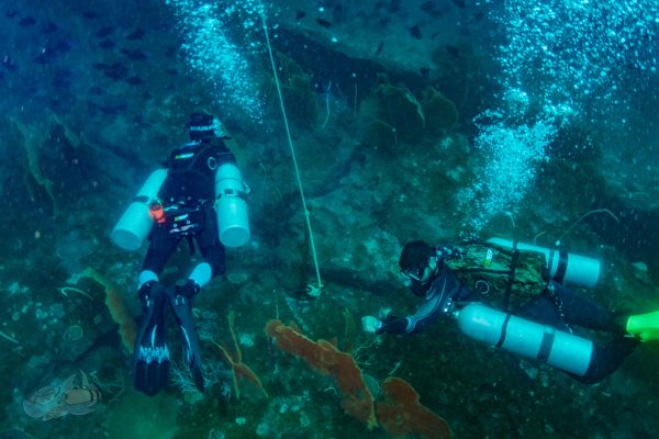 two scuba experts doing scuba diving in Pondicherry with temple adventure PADI Tec50