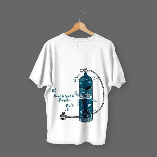 t-shirt for scuba diver white color don't forget to breathe