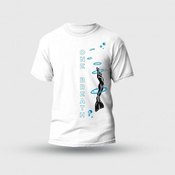 printed t-shirt for scuba lovers white color one breath