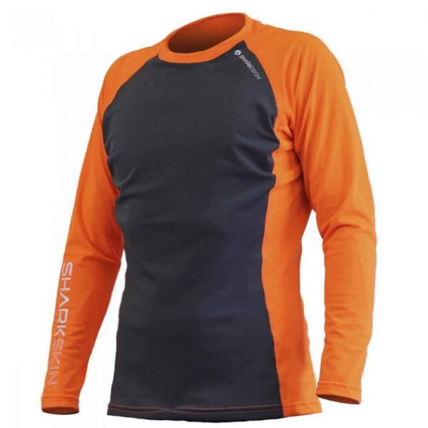 sharkskin rapid dry rash guard t-shirt orange and black color combination