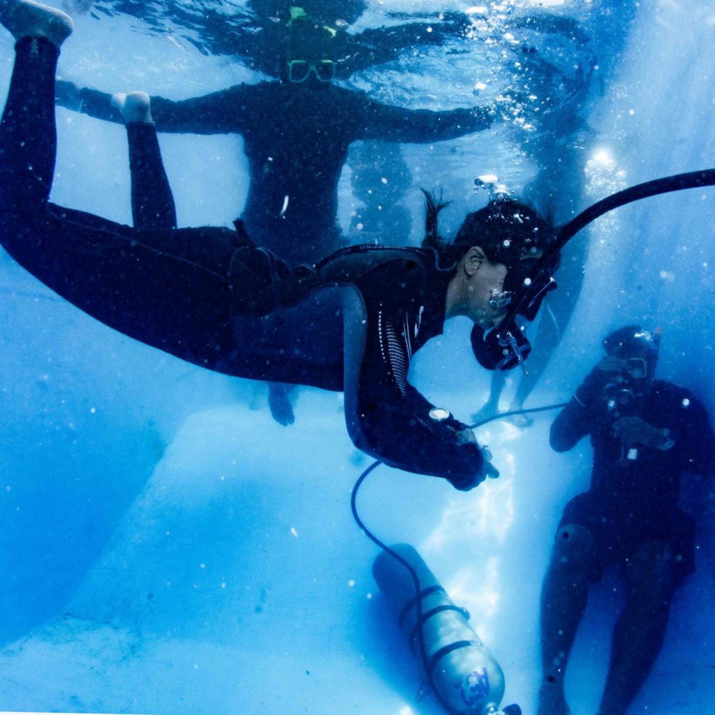 'Buoyancy training' in the pool post dives.