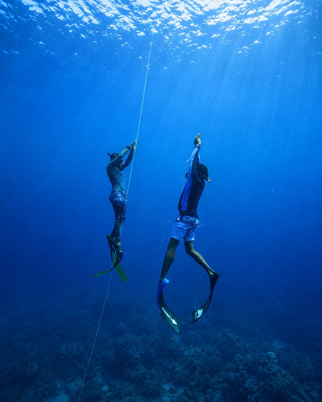 Experienced freediver underwater